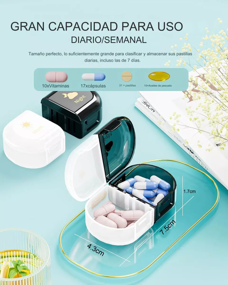 💊 PillGuard 7D AM/PM – Organizador de Pastillas con Gran Capacidad y Diseño Portátil 🚀